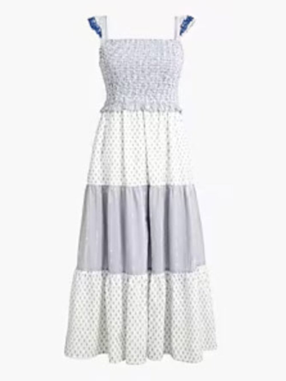 NWT J. Crew F Midi Smocked Clip-Dot Tiered Dress - Size Small - Picture 2 of 10